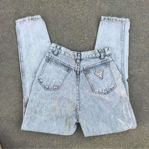 Vintage 80s Stefano Gray Acid Wash High Rise Taper Ankle Jeans 24" WAIST - Picture 1 of 7